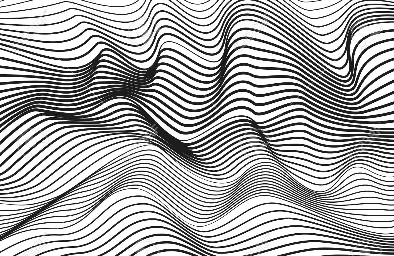 Op Art Technology Pattern. Abstract Black And White Waves. Creative Design, Flowing  Lines. Vector Squiggle, Subtle Curves. Monochrome Striped Background.  Optical Illusion. Eps10 Illustration Royalty Free Svg, Cliparts, Vectors,  And Stock Illustration.