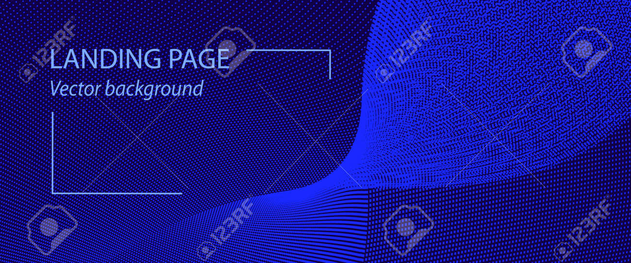 Abstract landing page template with blue waveform. Pattern of points, particles. Dark blue background. Spotted curves. Vector cyberspace concept. Techno design for banner, presentation, voucher, coupon, flyer. EPS10 illustration - 166878645 Abstract landing page template with blue waveform. Pattern of points, particles. Dark blue background. Spotted curves. Vector cyberspace concept. Techno design for banner, presentation, voucher, coupon, flyer. EPS10 illustration - 166878645