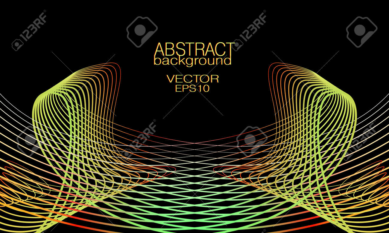 Symmetric wave pattern of yellow, red, green lines. Black background. Abstract waveform. Vector thin curves. Bright colored gradient. Tech design element for landing page, banner, poster, leaflet, flyer, website. EPS10 illustration - 167097434 Symmetric wave pattern of yellow, red, green lines. Black background. Abstract waveform. Vector thin curves. Bright colored gradient. Tech design element for landing page, banner, poster, leaflet, flyer, website. EPS10 illustration - 167097434