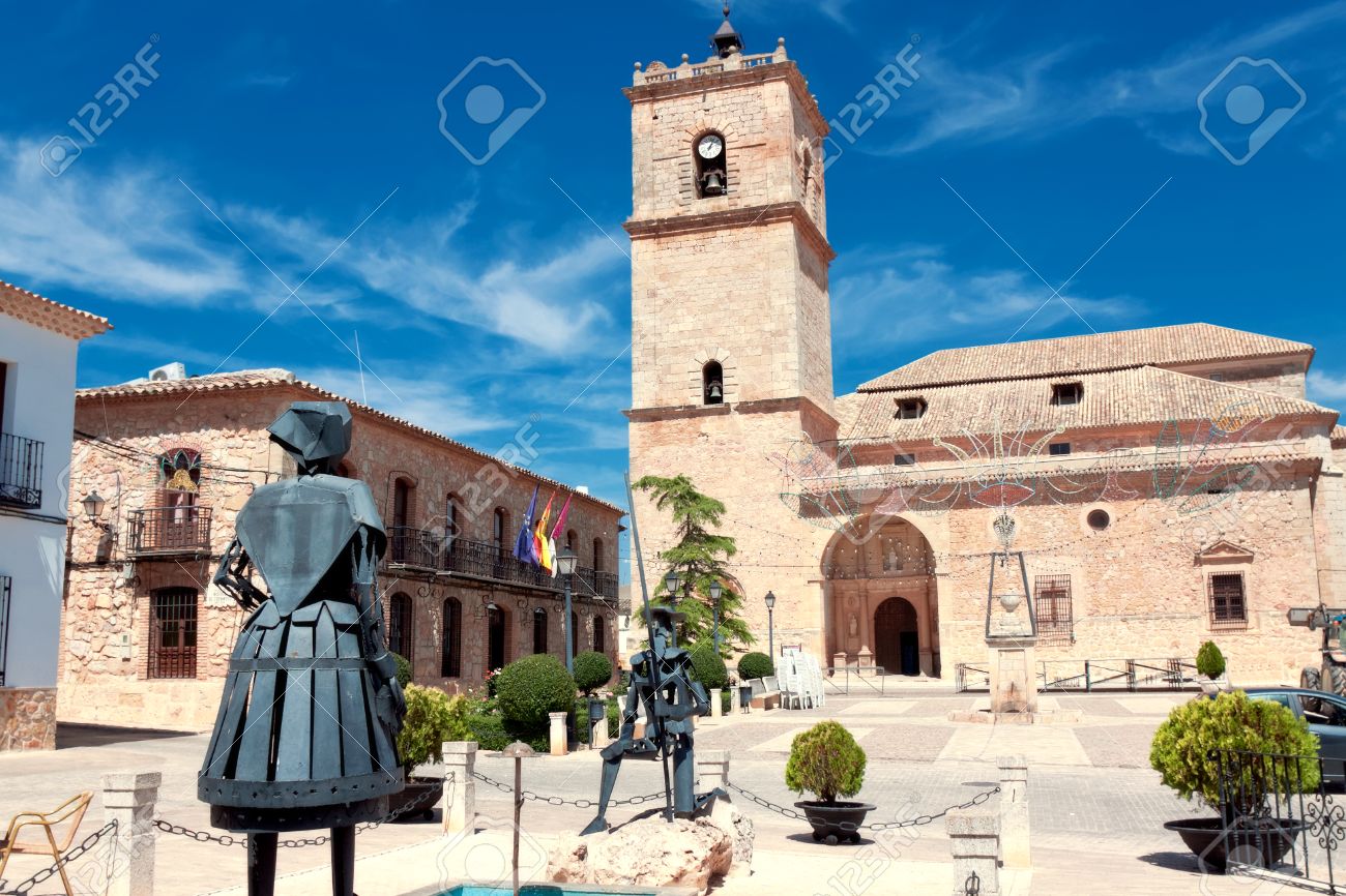 EL TOBOSO, SPAIN - AUGUST 23: Sculptures Don Quixote and Dulcinea del Toboso in El Toboso, Spain, 2013. The village is known thanks to novel by Miguel de Cervantes - 28892100 EL TOBOSO, SPAIN - AUGUST 23: Sculptures Don Quixote and Dulcinea del Toboso in El Toboso, Spain, 2013. The village is known thanks to novel by Miguel de Cervantes - 28892100