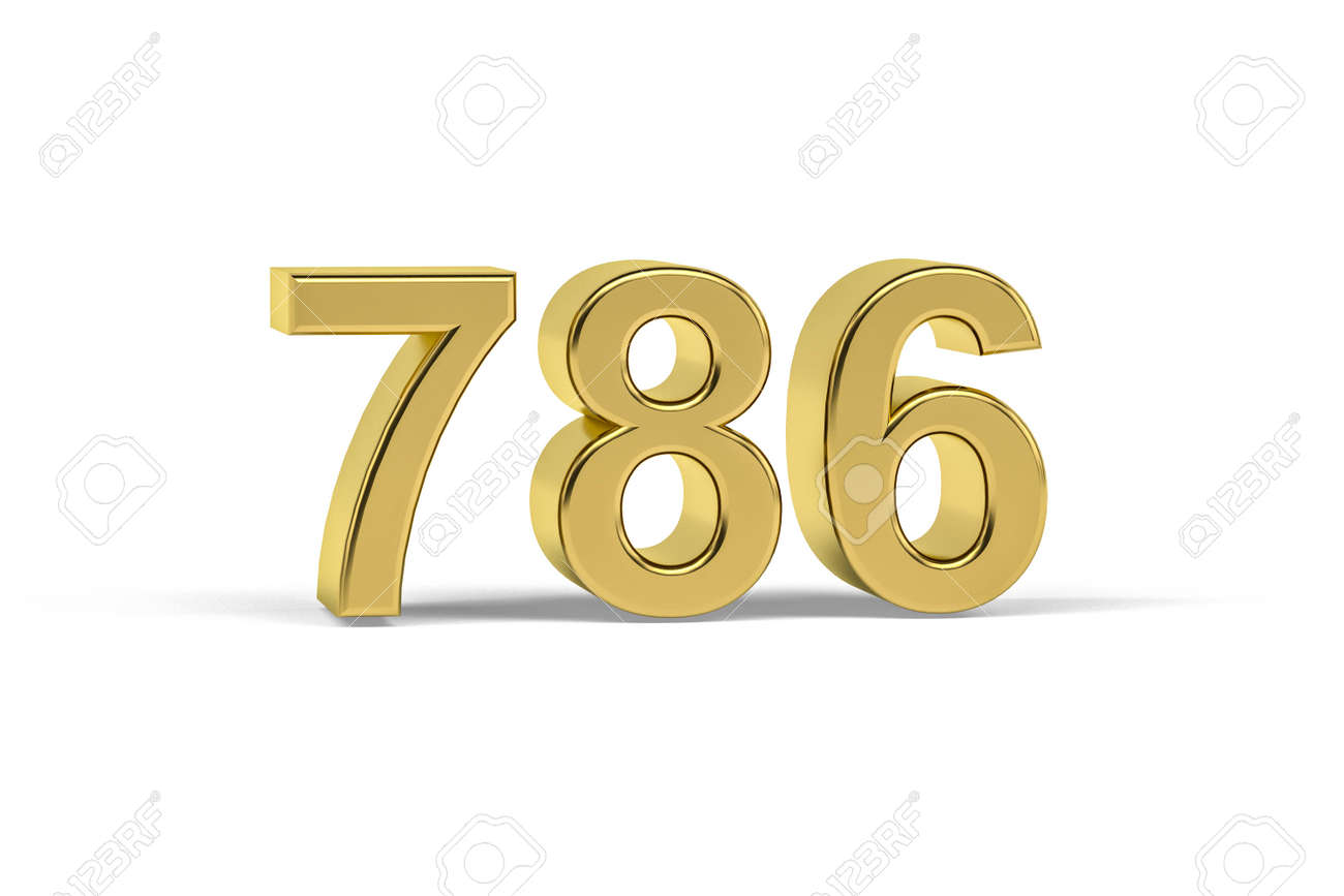 Golden 3d Number 786 - Year 786 Isolated On White Background