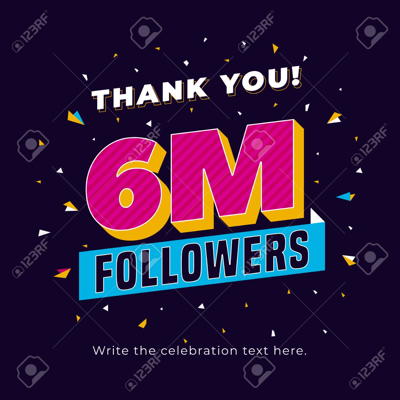 7m Followers, Six Million Followers Social Media Post Background