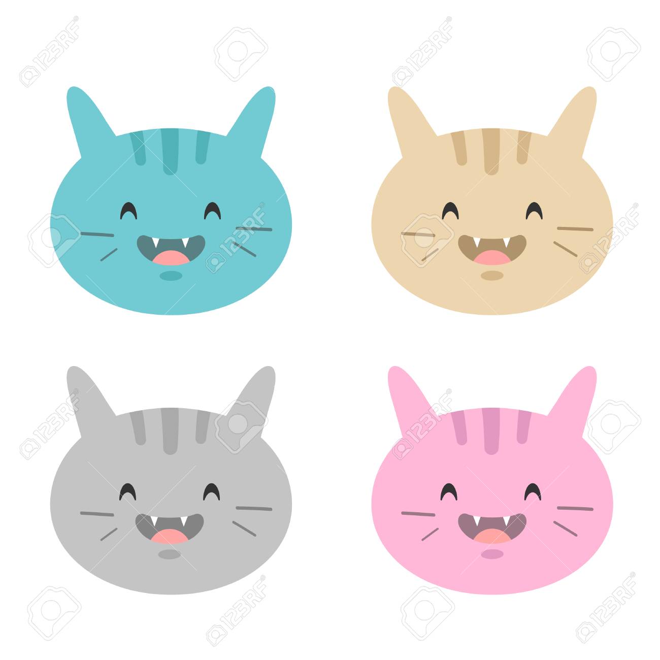 ベクター猫顔絵文字は白い背景で隔離のセットです 色とりどりの猫顔の陽気な絵文字表現の Coleection シンプルなフラット デザイン のイラスト素材 ベクタ Image ベクター猫顔絵文字は白い背景で隔離のセットです 色とりどりの猫顔の陽気な絵文字表現の Coleection シンプルなフラット デザイン のイラスト素材 ベクタ Image