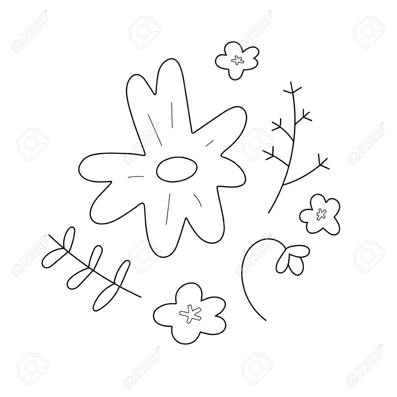 photo Wildflowers Simple Flower Line Drawing simple doodle wild flower arrangement cute small garden flowers