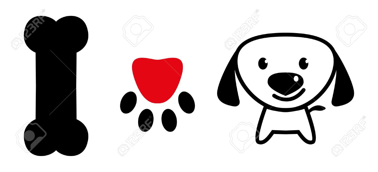 i love dog message showing bone pup paw with love symbol and