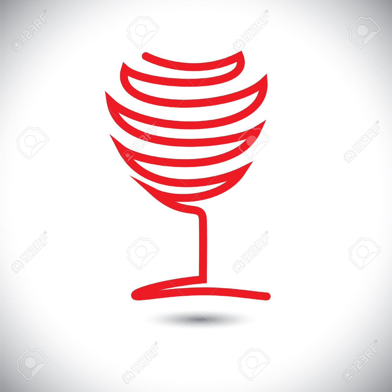 Abstract Illustration Of Wine Glass Using Red Lines On White