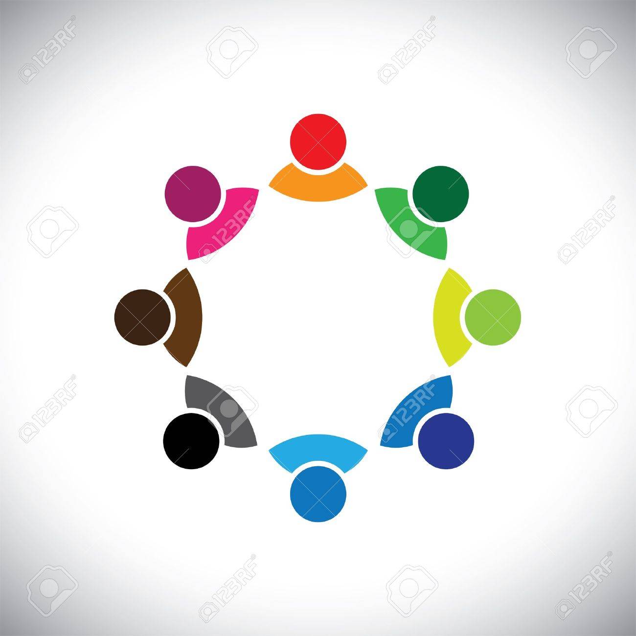 Colorful multi-ethnic corporate executive team or employee group. This vector graphic can also represent concept of children playing together or team meeting or group discussion, etc - 19377021 Colorful multi-ethnic corporate executive team or employee group. This vector graphic can also represent concept of children playing together or team meeting or group discussion, etc - 19377021