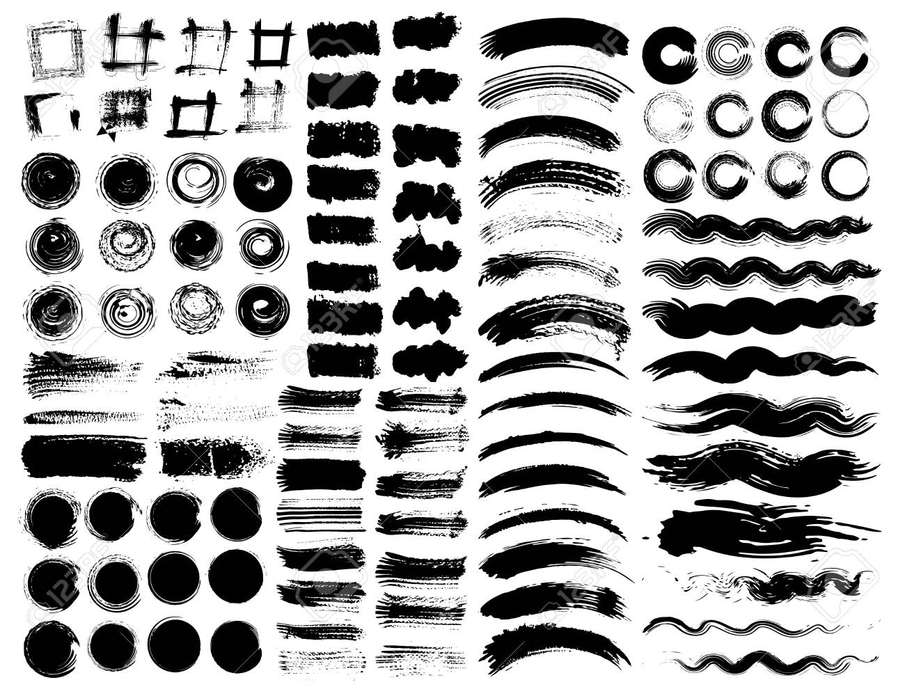 Set of brush strokes, Black ink grunge brush strokes. Vector illustration. - 123917419 Set of brush strokes, Black ink grunge brush strokes. Vector illustration. - 123917419
