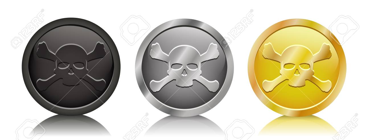 3 つのバリエーションでベクトル イラスト海賊コイン のイラスト素材 ベクタ Image