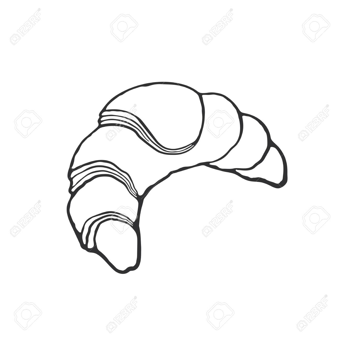 Hand Drawn Doodle Of Traditional French Breakfast Croissant Cartoon Sketch Decoration For Greeting Cards Posters Emblems Wallpapers Hand Drawn Doodle Of Traditional French Breakfast Croissant Cartoon Sketch Decoration For Greeting Cards Posters Emblems Wallpapers