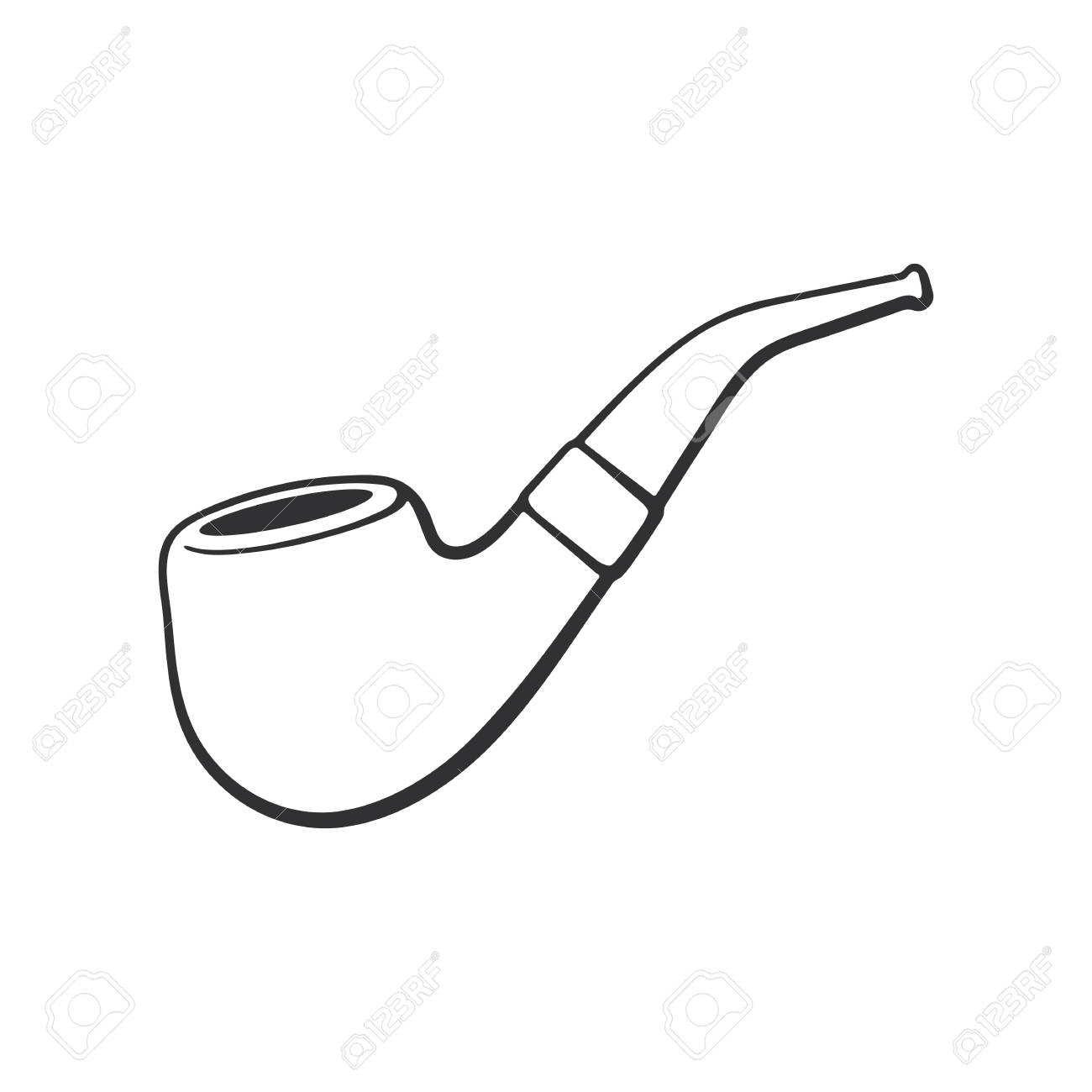 ベクトルの図 ヒップスター レトロな喫煙パイプの手描き落書き ビンテージのタバコのパイプ 漫画のスケッチ グリーティング カード ポスター エンブレムのための装飾の壁紙します のイラスト素材 ベクタ Image