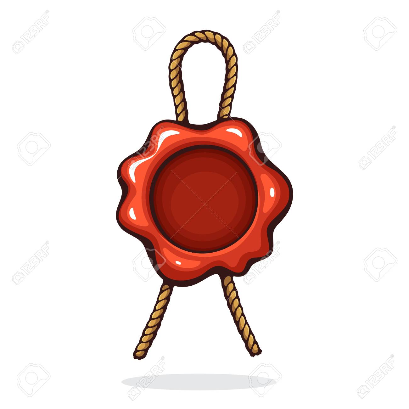 Vector Illustration Vintage Red Wax Seal With Jute Rope Security