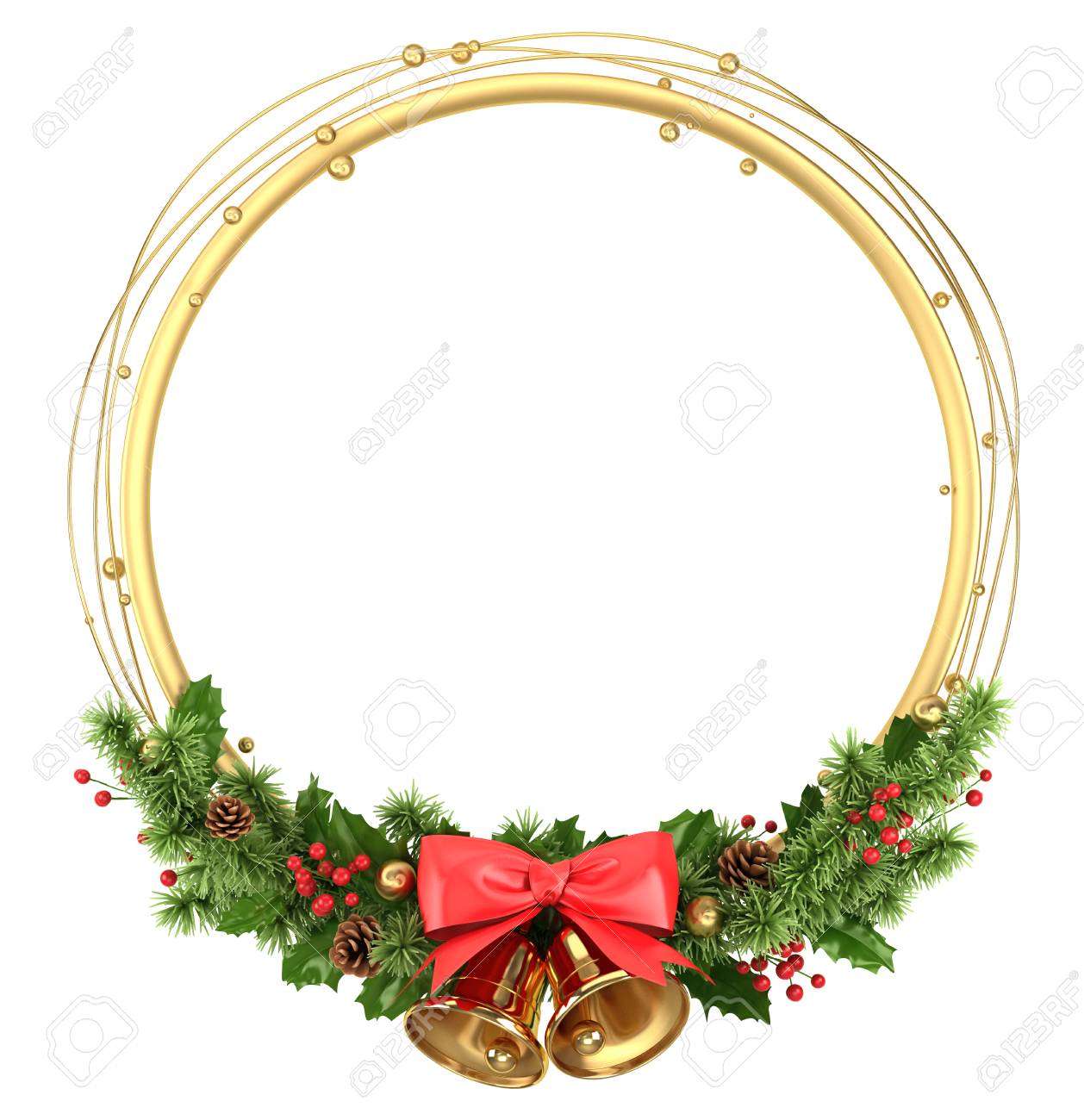 2022 Christmas Circle Frame Round Circle Frame Border With Christmas Decoration Isolated On White.  Stock Photo, Picture And Royalty Free Image. Image 65869153.