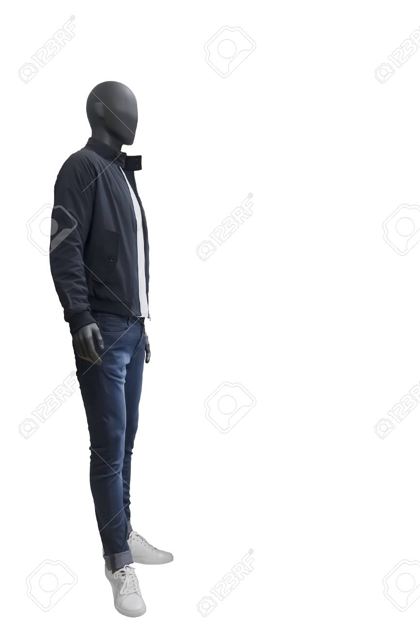 Lens Blue Wearing Jeans Mannequin Full And Male Black Jacket NwvO8n0ym