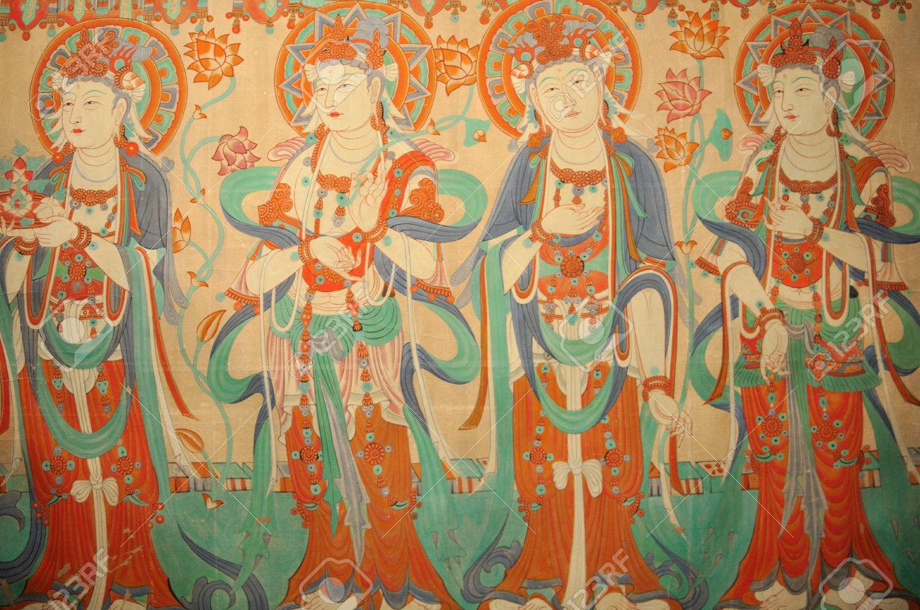 敦煌壁画の莫高窟の写真素材・画像素材 Image 64753893