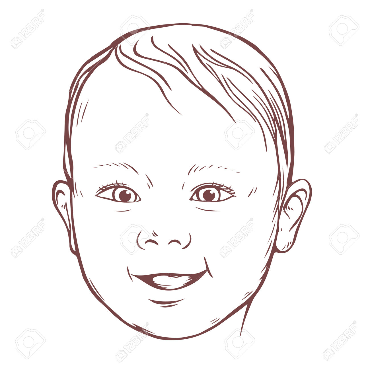 Cute Smiling Baby Happy Face Of A Child Vector Sketch Illustration On A White Background Royalty Free Cliparts Vectors And Stock Illustration Image 160884029