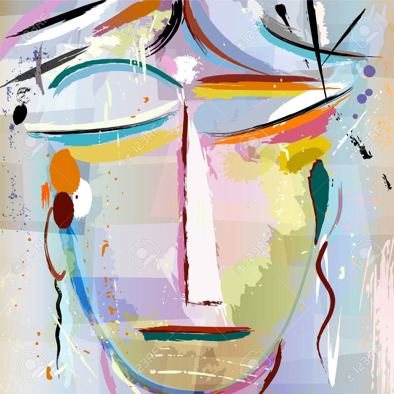 Visage Abstraite D Une Femme Avec Des Coups Et Des éclaboussures De Peinture Le Visage Masque Clip Art Libres De Droits Vecteurs Et Illustration Image 58133194
