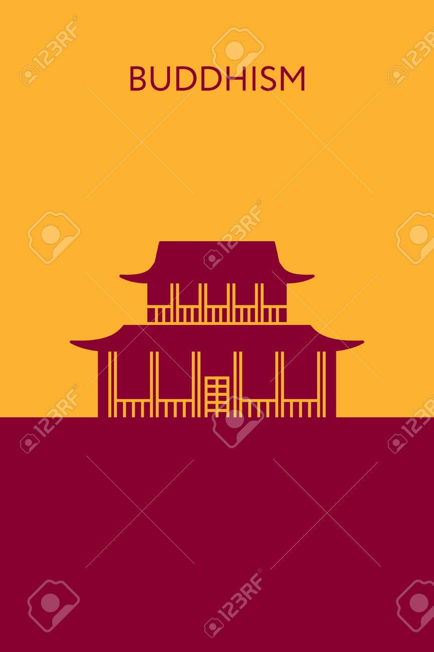 仏教寺院のアイコン 宗教的な建物 ランドマークと崇拝の場所のイラスト素材 ベクタ Image