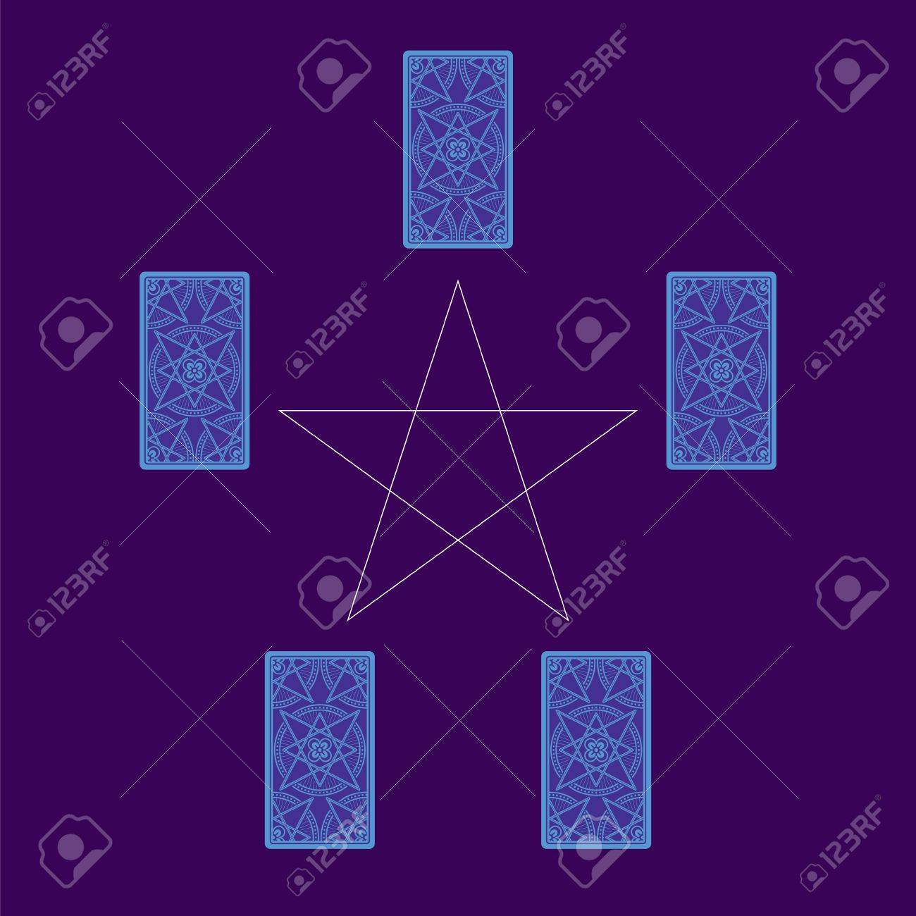 五芒星と広がるタロット 5 枚のカードします 逆側 ベクトル図 のイラスト素材 ベクタ Image 五芒星と広がるタロット 5 枚のカードします 逆側 ベクトル図 のイラスト素材 ベクタ Image