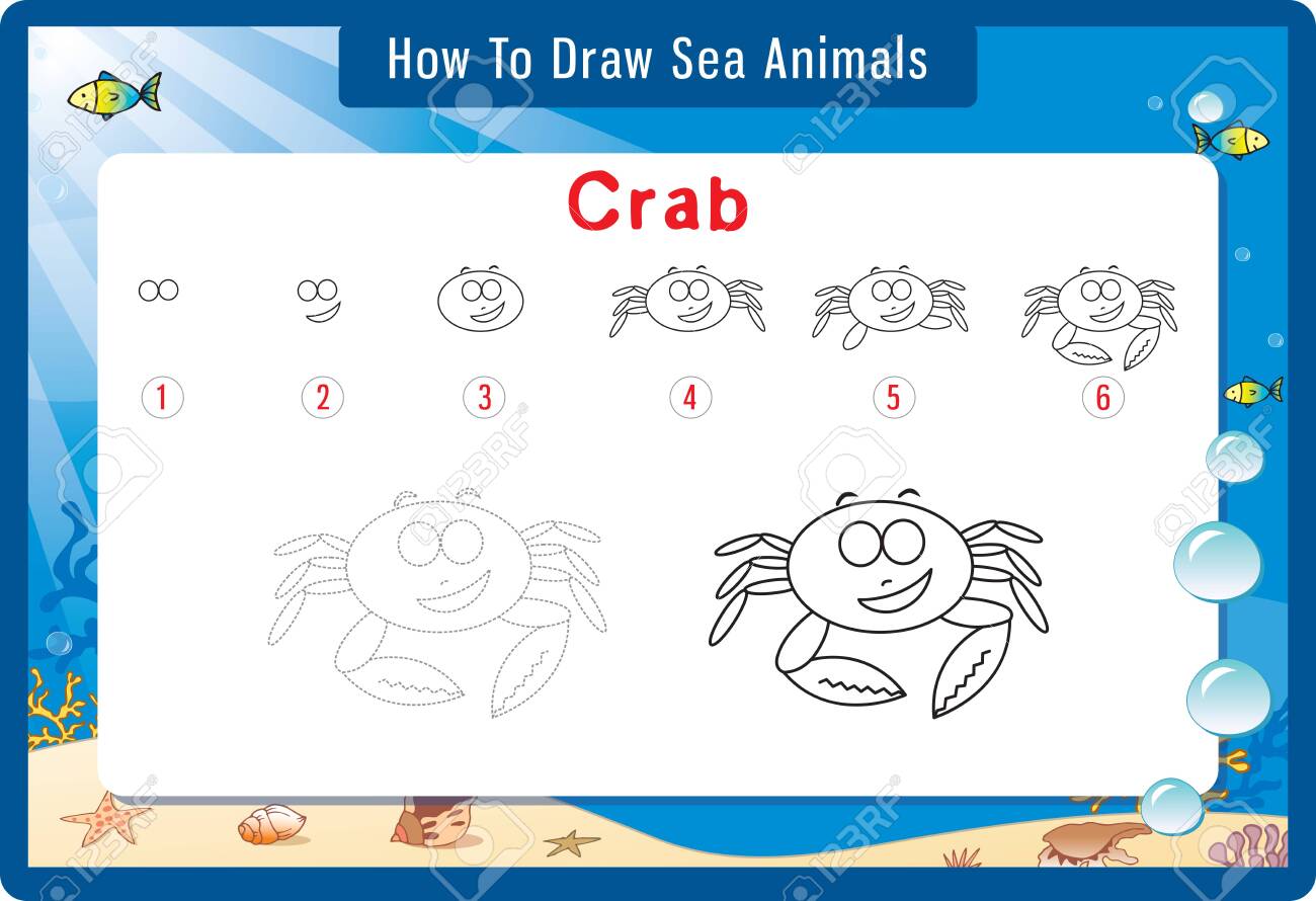 Drawing Lesson For Children Cartoon Vector Illustration Of Sea Royalty Free Cliparts Vectors And Stock Illustration Image