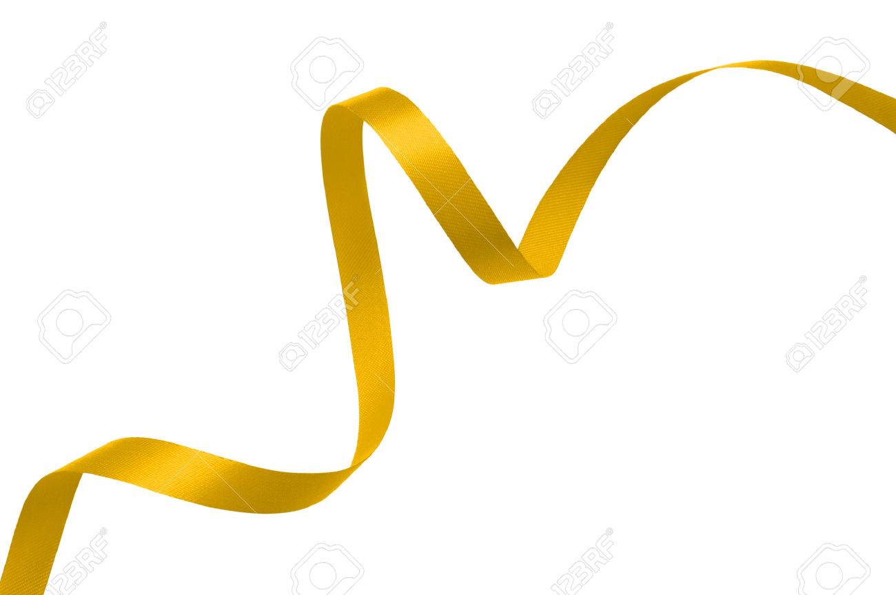 yellow gold ribbon on a white background with clipping paths stock