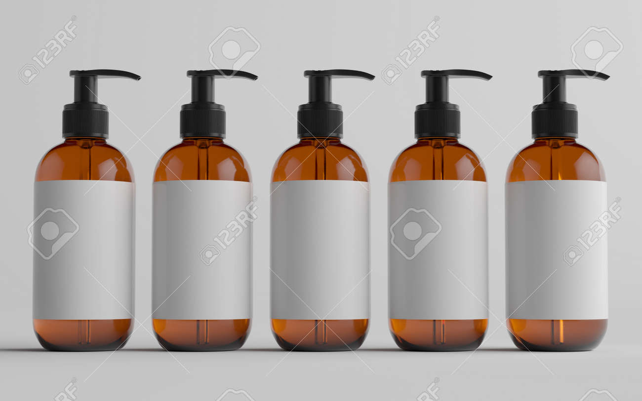 Download Amber Glass Pump Bottle Mock Up Liquid Soap Shampoo Dispenser Stock Photo Picture And Royalty Free Image Image 146986038