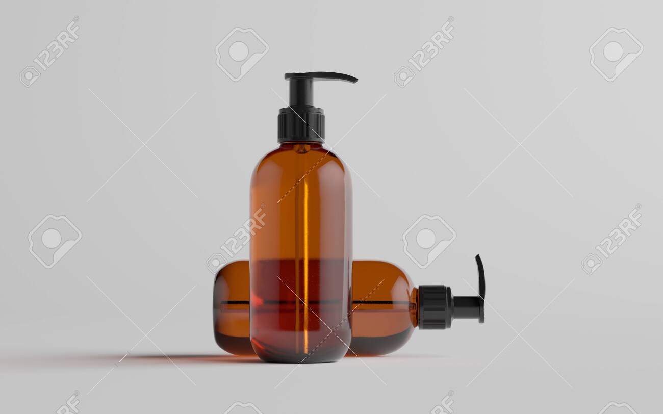 Download Amber Glass Pump Bottle Mock Up Liquid Soap Shampoo Dispenser Stock Photo Picture And Royalty Free Image Image 146988843