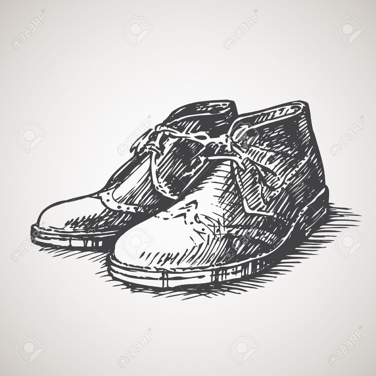 Sketched Vintage Desert Boots Stock Vector Sketched Vintage Desert Boots Stock Vector