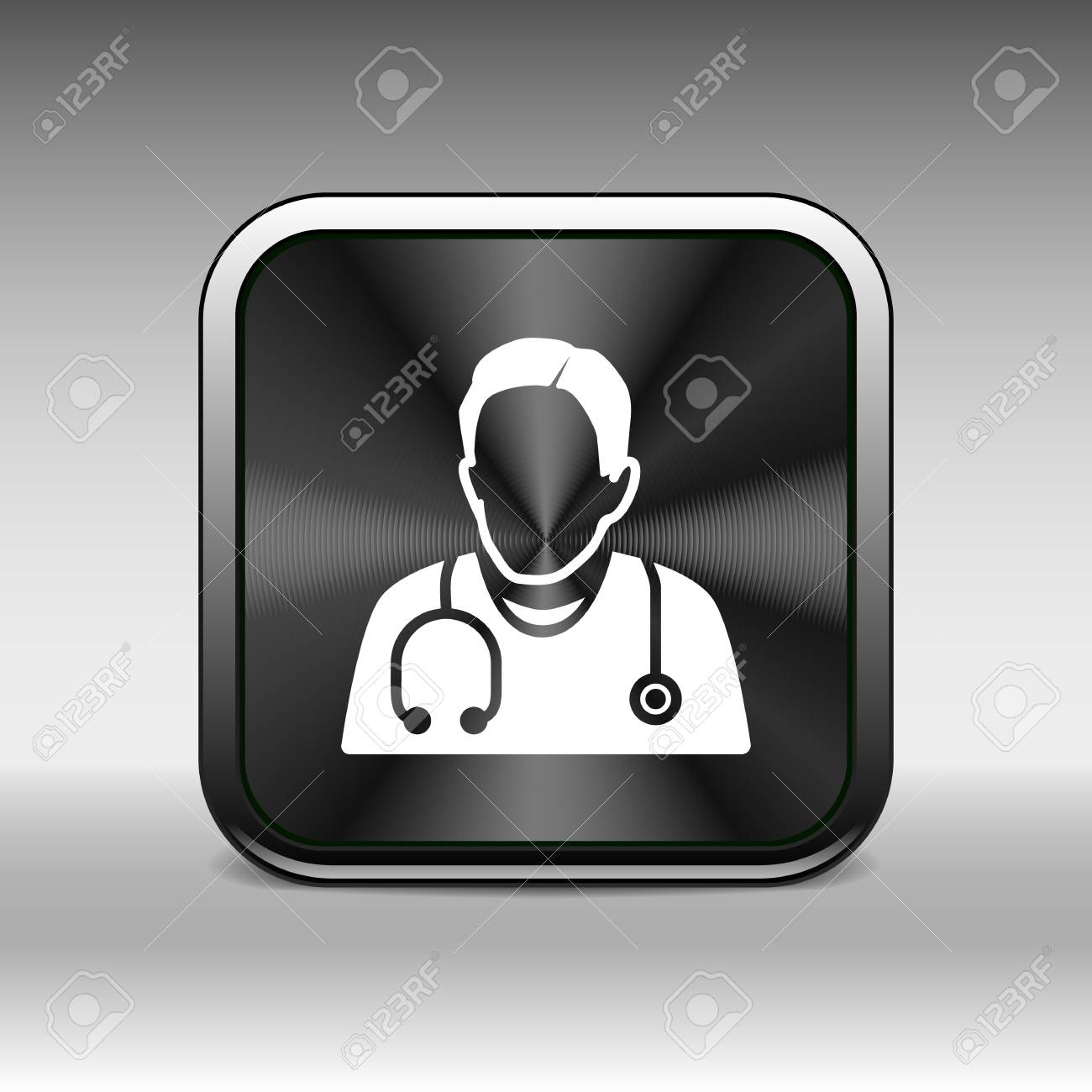 彼の首のアイコンの周り聴診器で医師 のイラスト素材 ベクタ Image