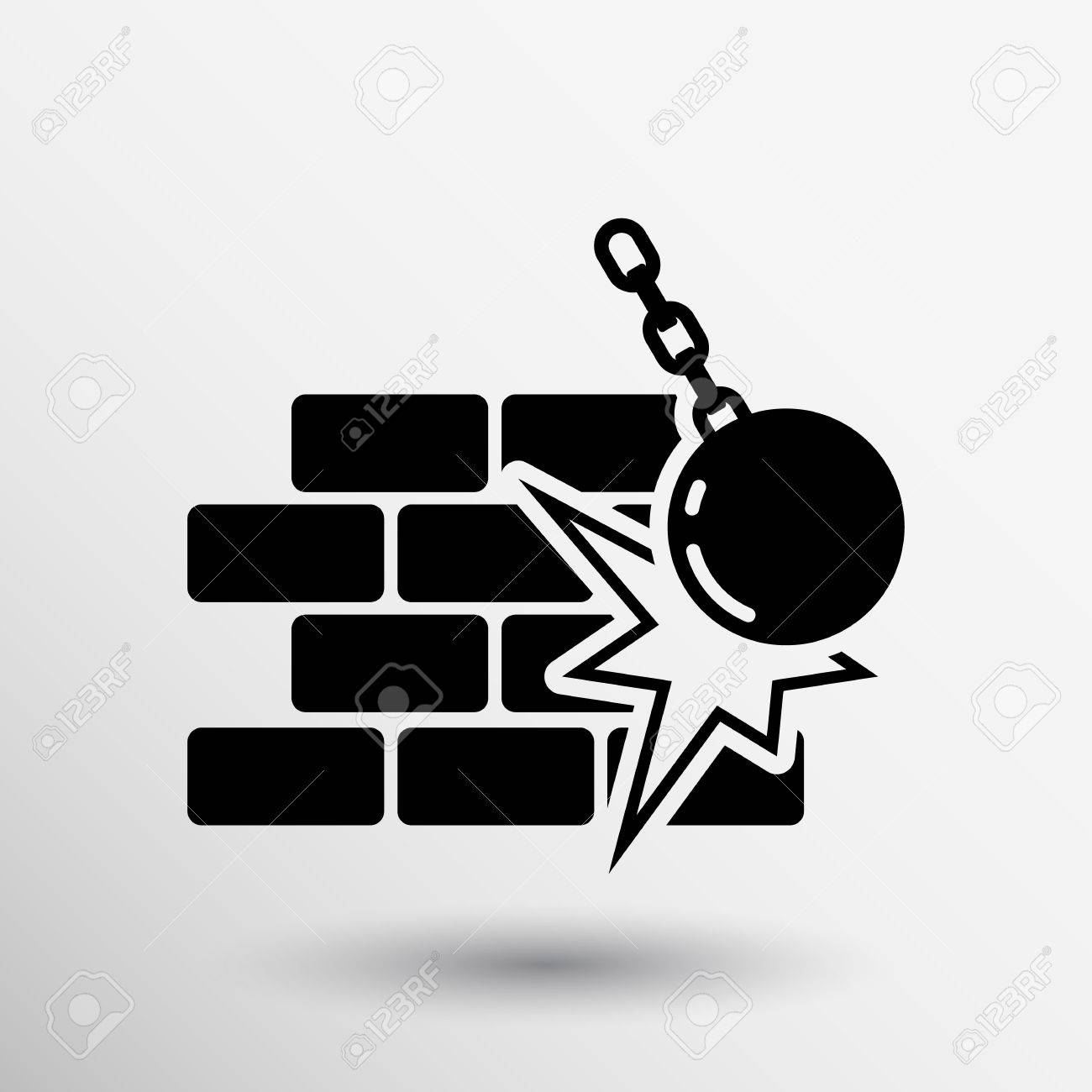 壁のアイコン ベクトル ボタン シンボル マークを破る のイラスト素材 ベクタ Image