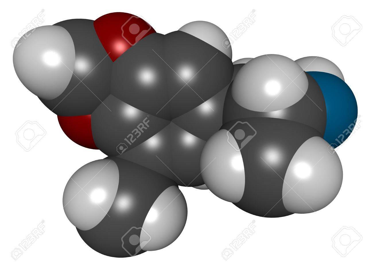 3 メトキシ 4 5 メチレンジオキシアンフェタミンの分析 Mmda 白で隔離される 3 D 構造 の写真素材 画像素材 Image