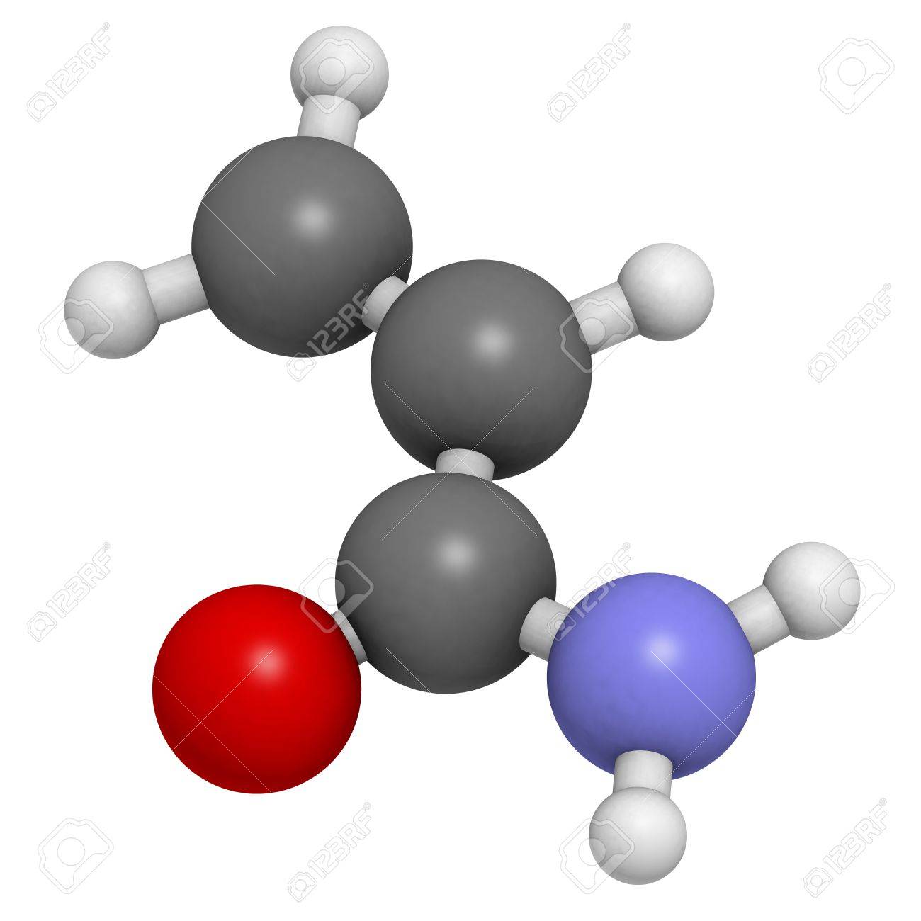 Acrylamide Molecule Polyacrylamide Building Block And Heat Generated Food Pollutant Atoms Are Represented Acrylamide Molecule Polyacrylamide Building Block And Heat Generated Food Pollutant Atoms Are Represented