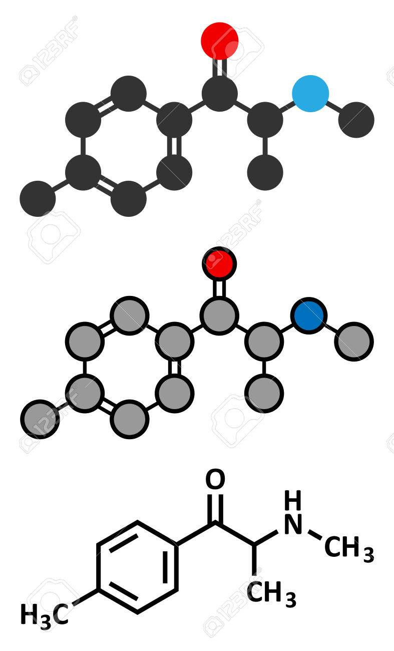 メフェドロン興奮剤の薬物の分子 合成デザイナー薬様式化された 2d レンダリングおよび従来の骨格式 のイラスト素材 ベクタ Image