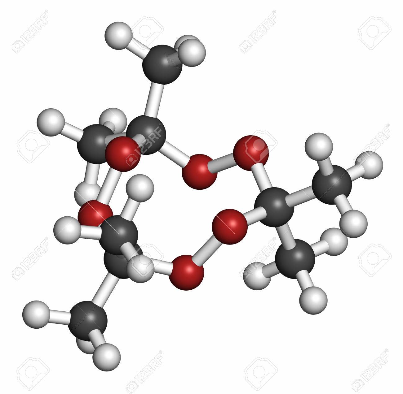 Triacetone 過酸化 Tatp 過酸化アセトン 爆発的な分子 原子は従来色の球体として表されます 水素 白 炭素 灰色 酸素 赤 の写真素材 画像素材 Image
