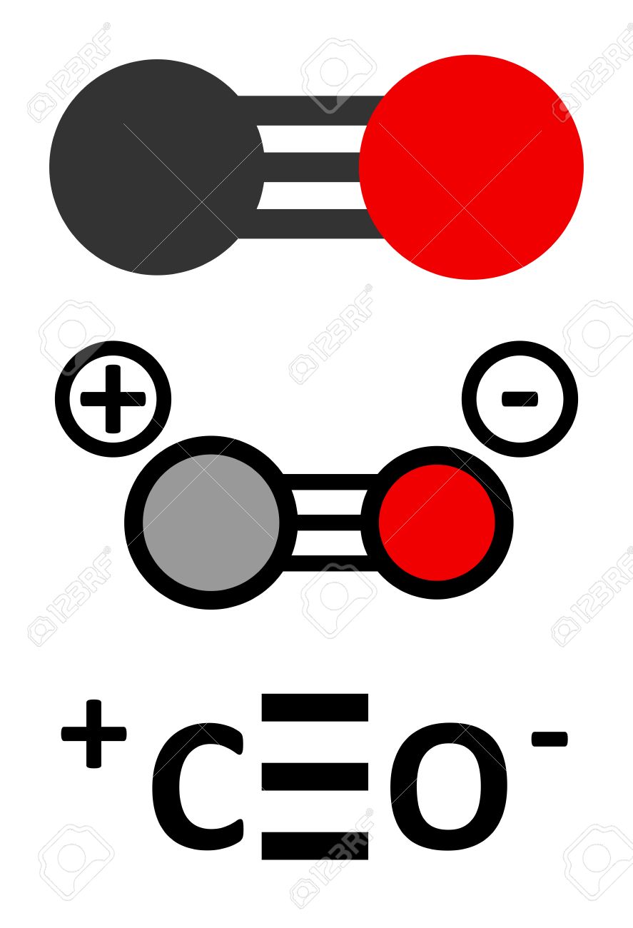 Carbon Monoxide Co Toxic Gas Molecule Carbon Monoxide Poisoning Frequently Occurs Due To Malfunctioning Fuel Burning Home Appliances Stylized 2d Renderings And Conventional Skeletal Formula Royalty Free Cliparts Vectors And Stock Illustration Image