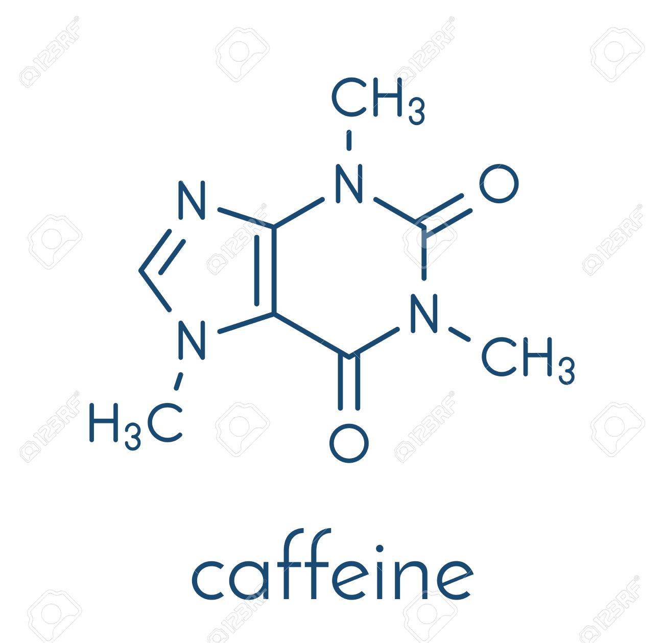 カフェインの覚醒剤の分子 飲み物コーヒー 紅茶と多くのソフト エネルギーに存在します 骨格式 のイラスト素材 ベクタ Image