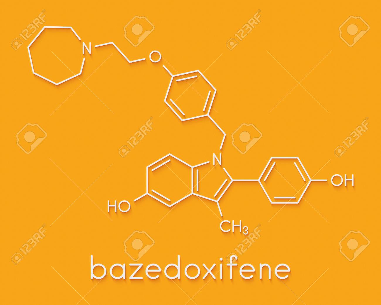 Bazedoxifene 閉経後骨粗鬆症予防薬分子 選択的エストロゲン受容体モジュレーター Serm 骨格式 の写真素材 画像素材 Image