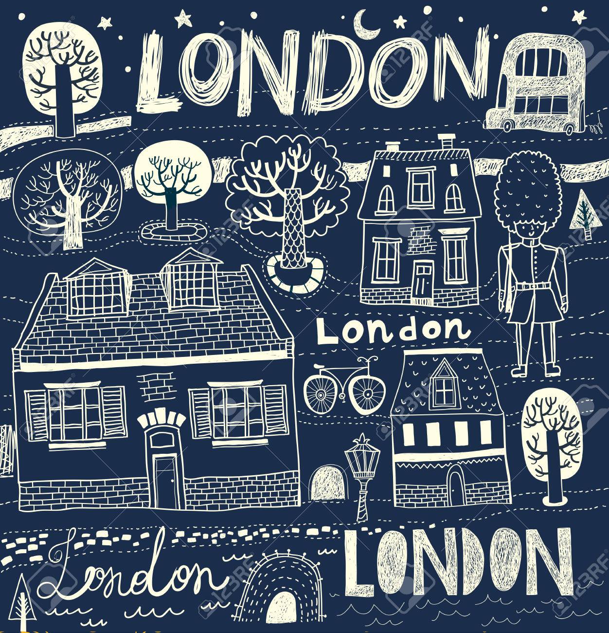 Skizzen Der Strassen Von London In Schwarz Weiss Farben Nacht London Lizenzfrei Nutzbare Vektorgrafiken Clip Arts Illustrationen Image 26545835