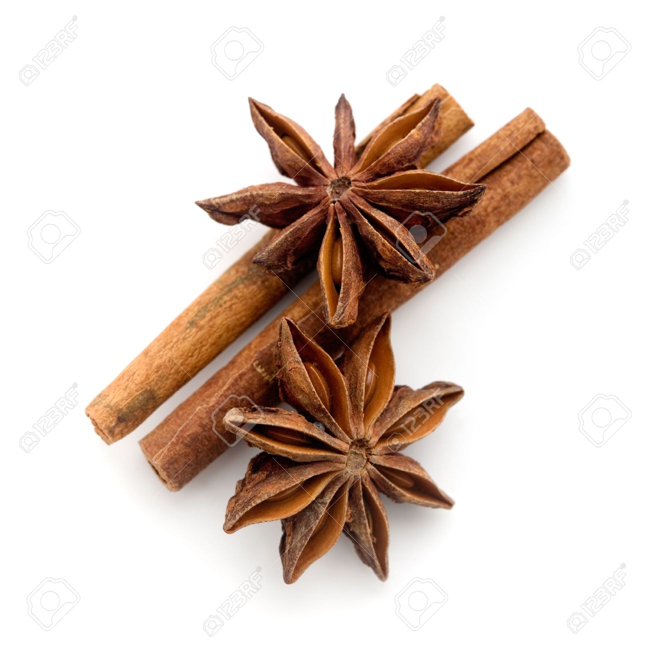 star anis and cinnamon stick on white stock photo picture and