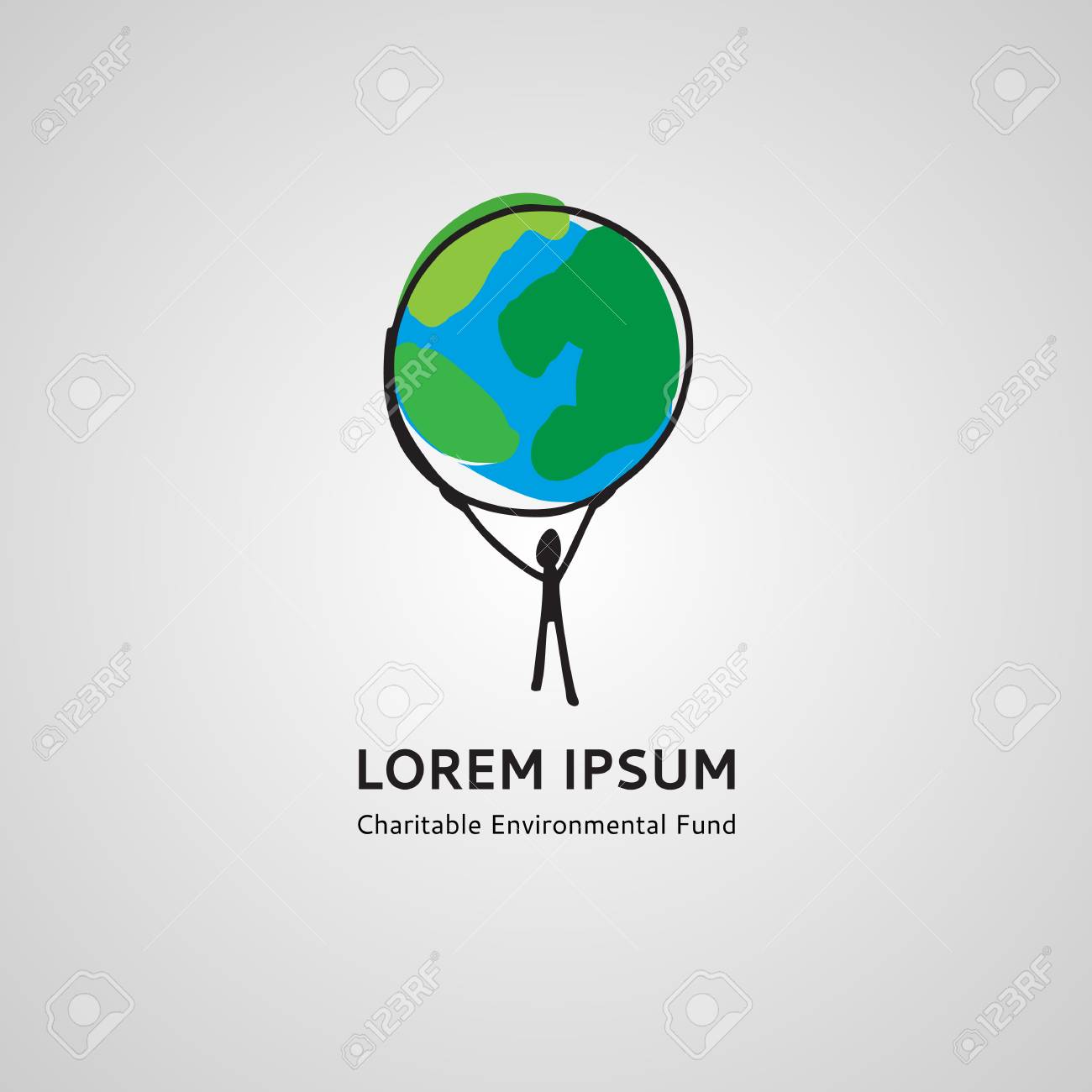 logo template man holding the planet hands royalty free cliparts