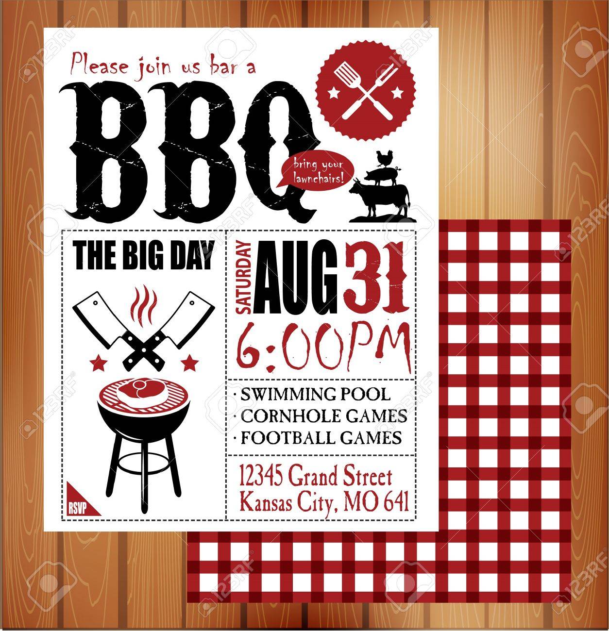 vintage barbecue invitation card