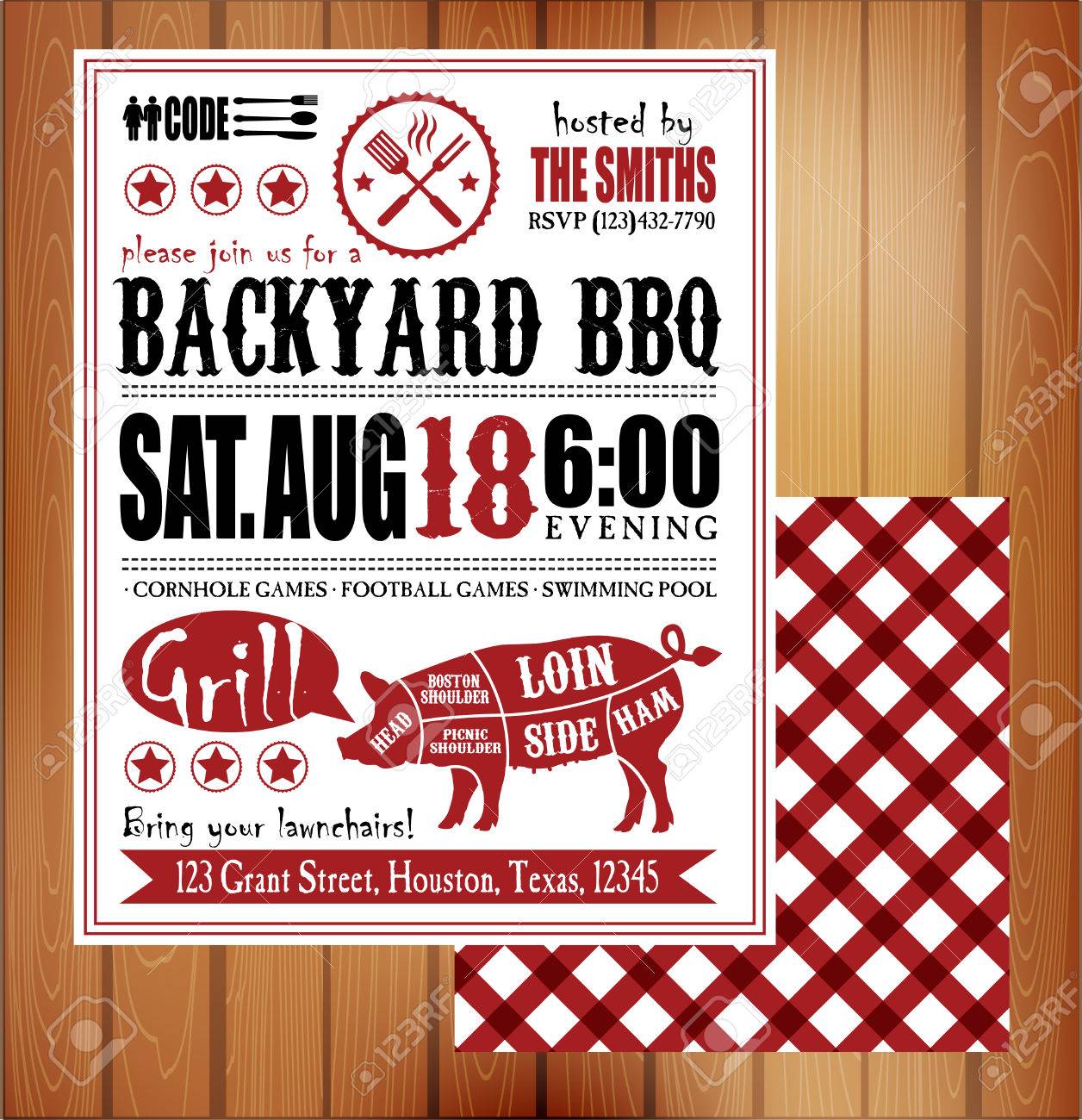 vintage barbecue invitation card