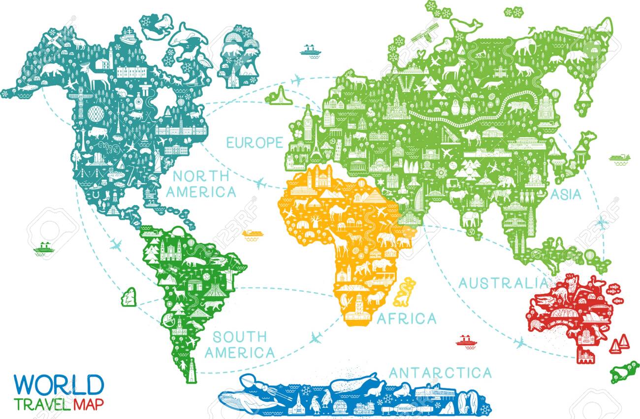 World Map Travel Poster