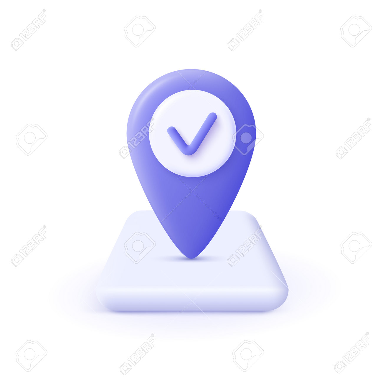 Checkmark icon. Approvement concept. Geolocation map mark, point location. 3d realistic vector illustration. - 171635990 Checkmark icon. Approvement concept. Geolocation map mark, point location. 3d realistic vector illustration. - 171635990