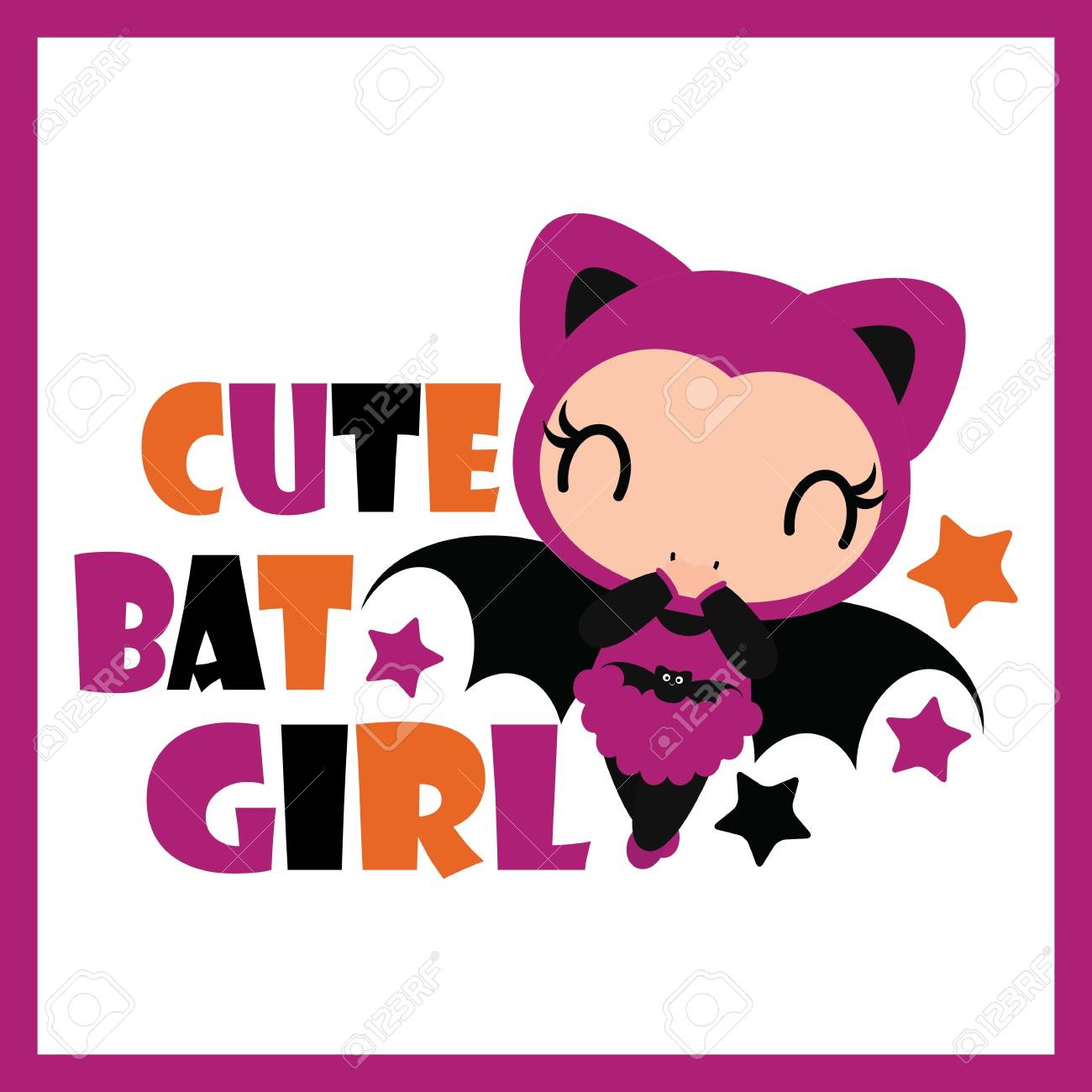 Cute Bat Girl With Stars Vector Cartoon Il Ration For Halloween Card Design Wallpaper And Kid Cute Bat Girl With Stars Vector Cartoon Il Ration For Halloween Card Design Wallpaper And Kid