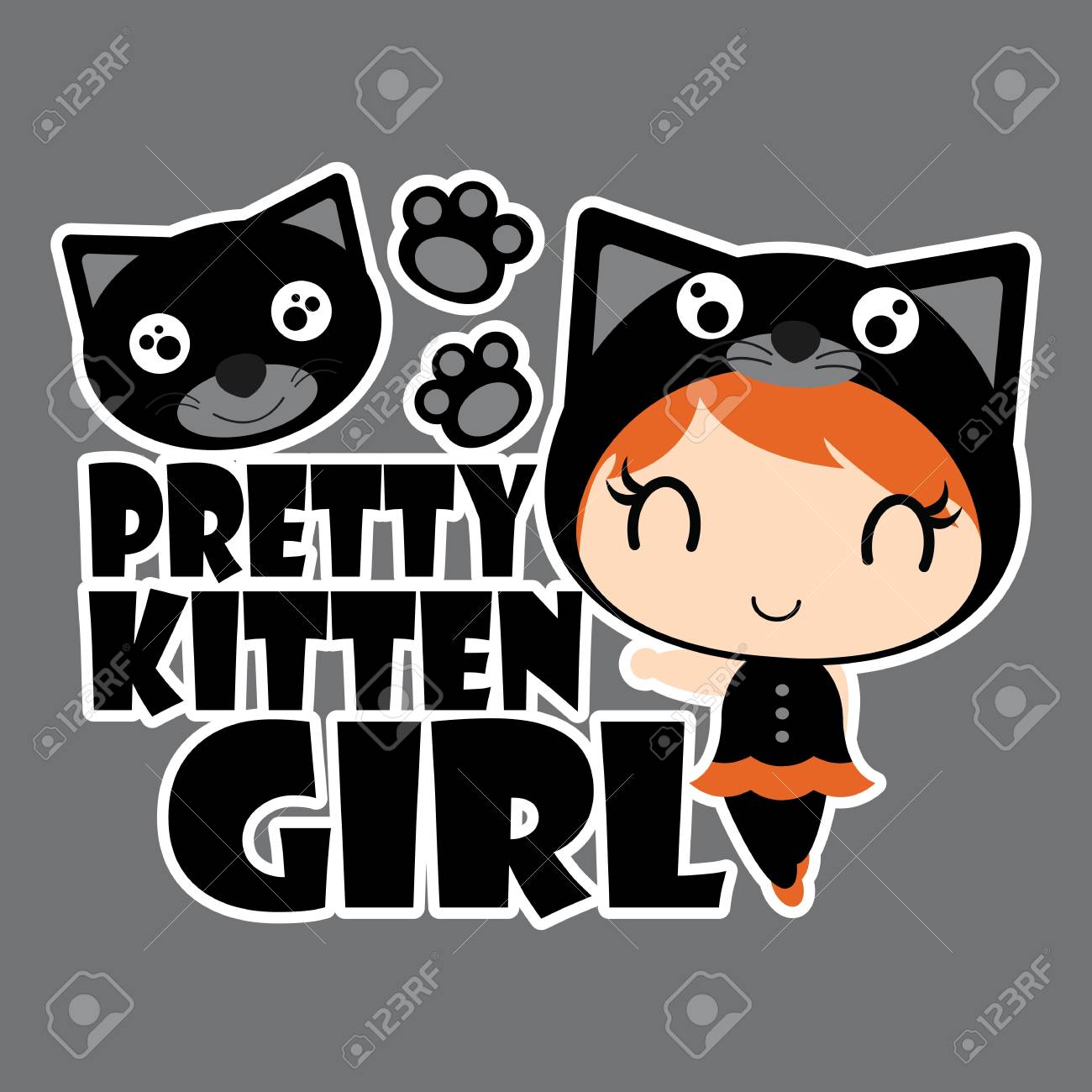Pretty Black Cat Girl With Cat Head Vector Cartoon Il Ration For Halloween Card Design Wallpaper Pretty Black Cat Girl With Cat Head Vector Cartoon Il Ration For Halloween Card Design Wallpaper