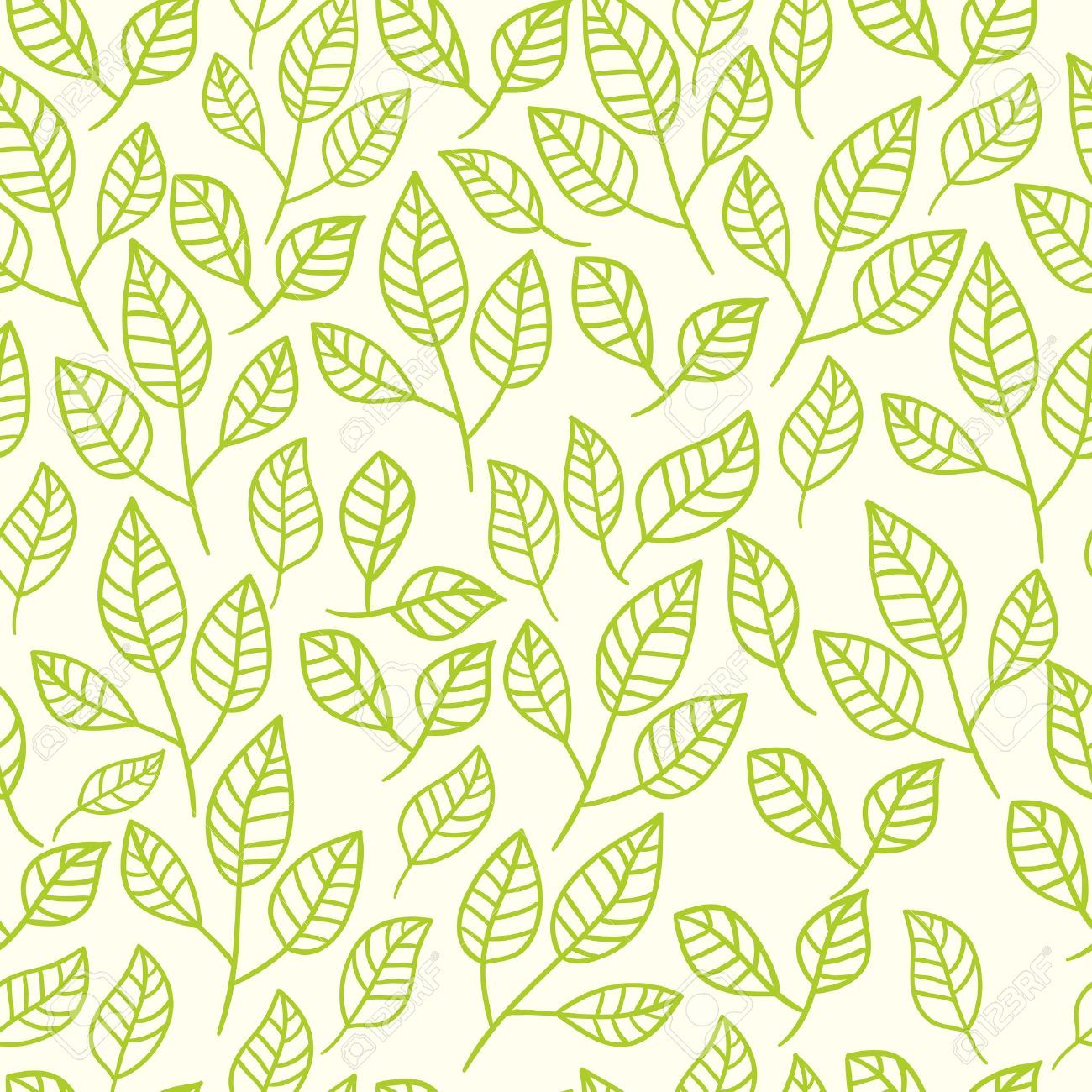 緑の葉のシームレスな水彩画の背景 パターンは お茶の葉で構成されます ベクトル パターン のイラスト素材 ベクタ Image