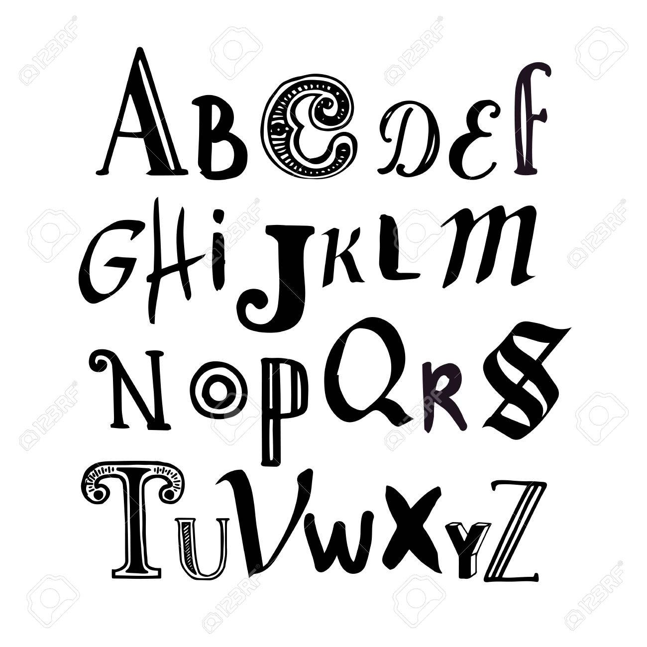 Lettres Du Alphabe Lettres Dans Des Styles Differents Clip Art Libres De Droits Vecteurs Et Illustration Image