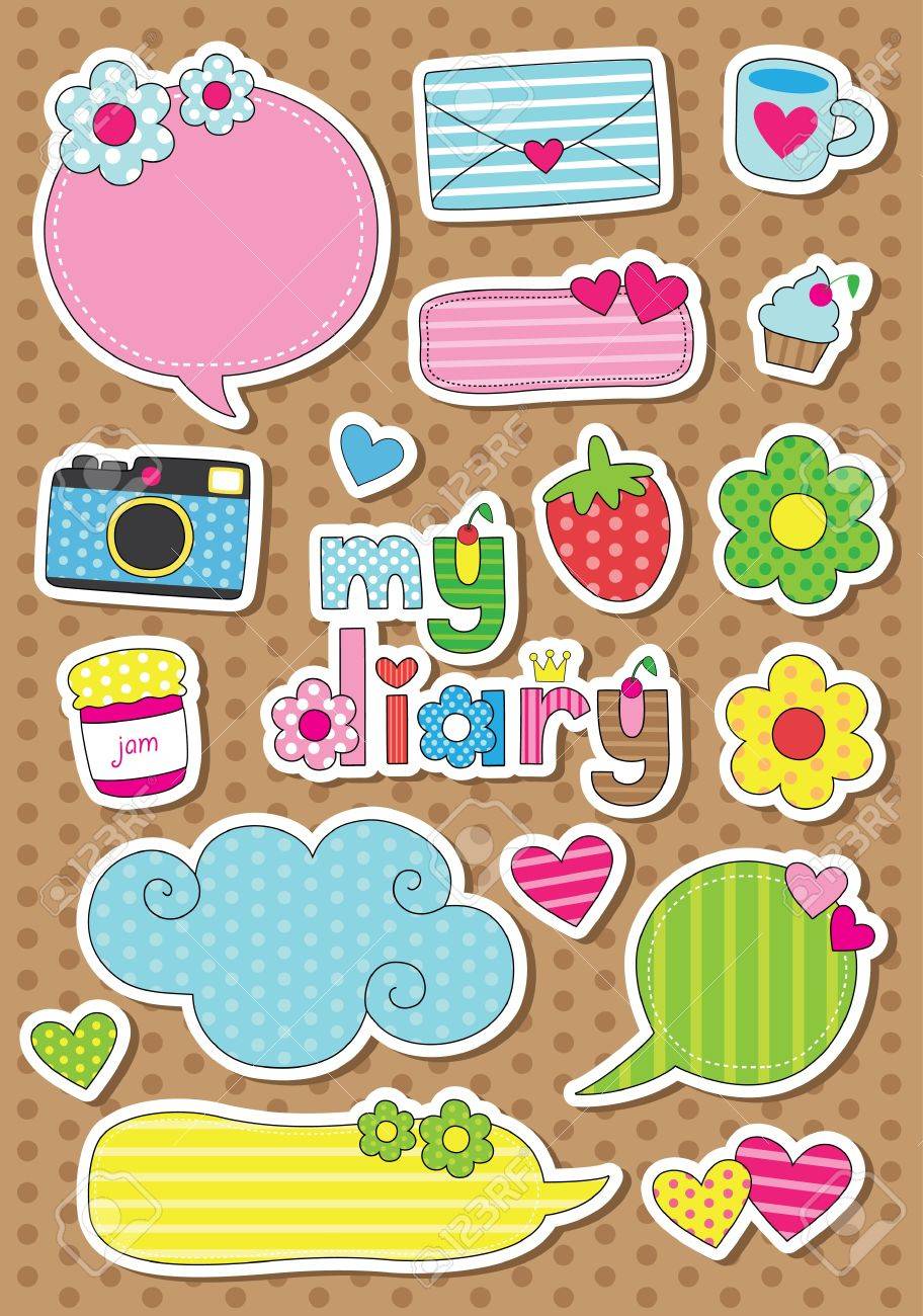 Dear Diary Scrapbook Elements Vector Illustration Royalty Free Cliparts Vectors And Stock Illustration Image