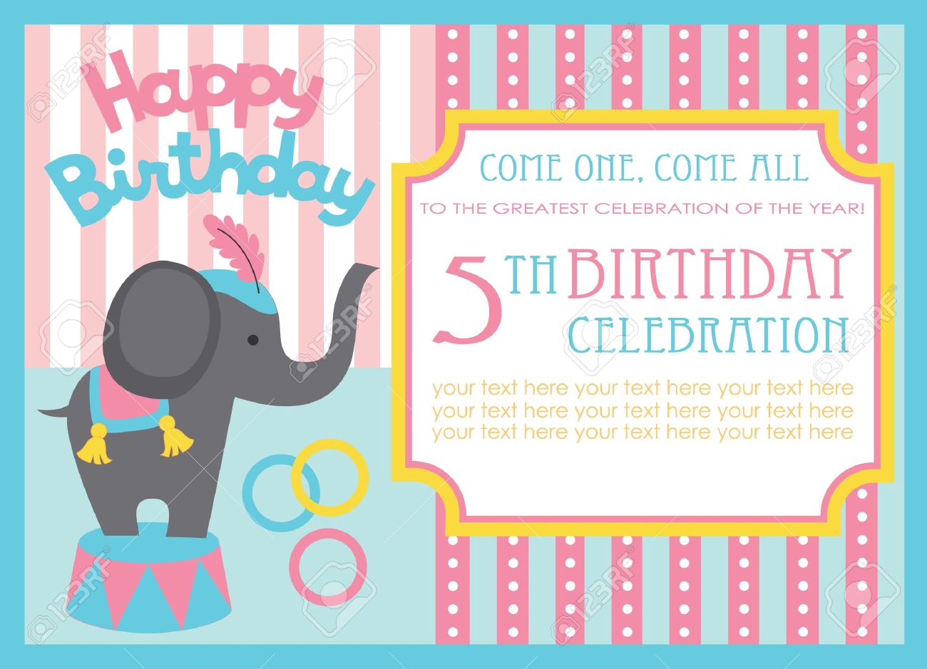 kid birthday invitation card design vector illustration royalty